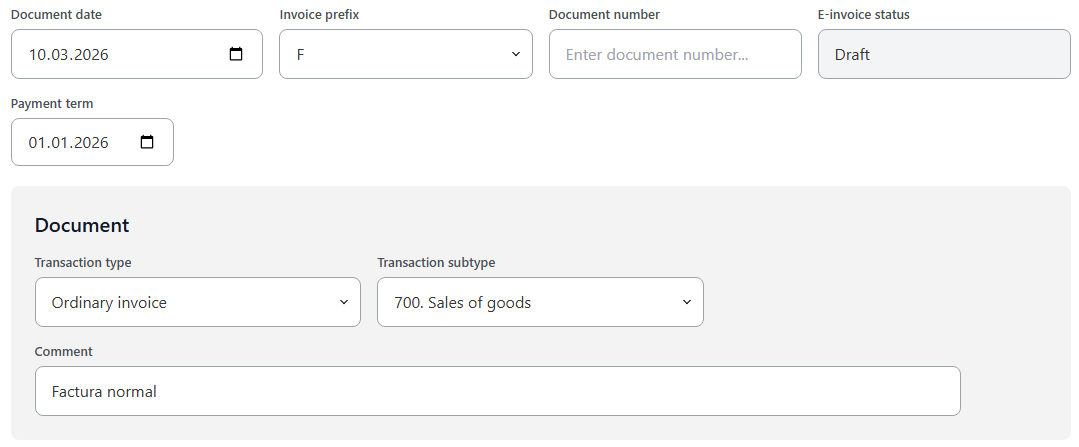 Main invoice information