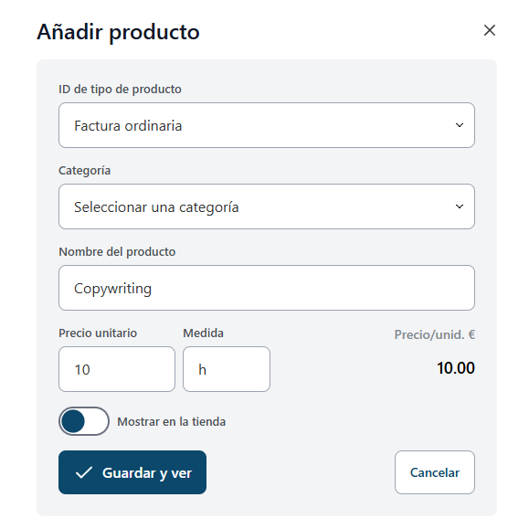 Catálogo de productos y servicios