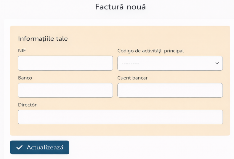 Datele emitentului facturii
