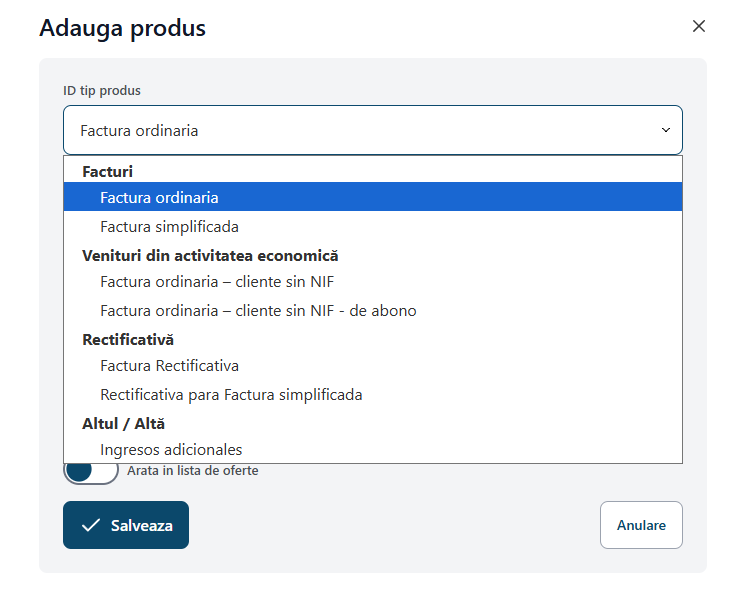Catalog de produse și servicii